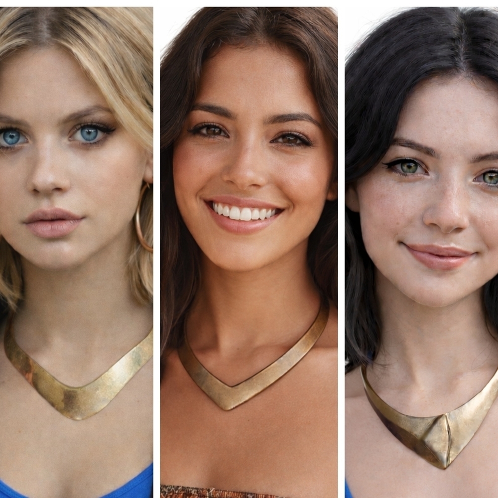 Handcrafted Vintage Bronze/Copper Choker Necklace Set of 3 | Artisan Boho